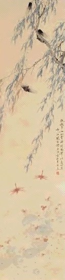 陈康侯 柳蝉图 立轴 设色纸本