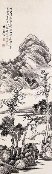 戴熙 仿吴历山水图 立轴 纸本水墨