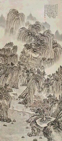 吴历 山水 立轴 设色绢本