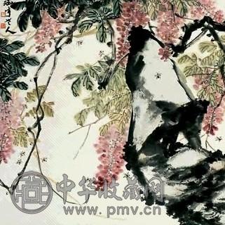 何涵宇 紫藤蜜蜂 立轴 设色纸本