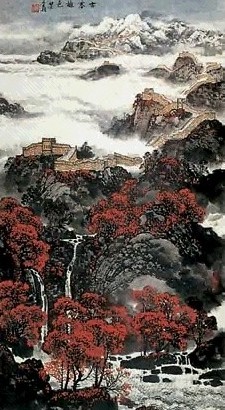 李颖 古塞秋色 镜心 设色纸本