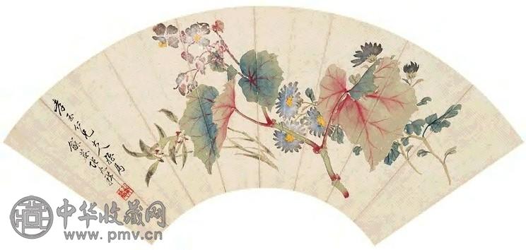 张兆祥 折枝花卉 扇面 设色绢本