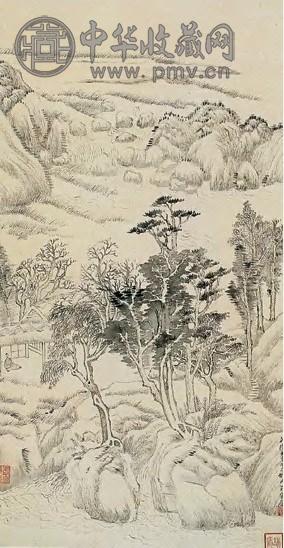 张宗苍 茅亭听泉图 轴