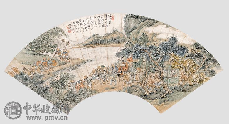 陈达 钟馗嫁妹 扇面 纸本