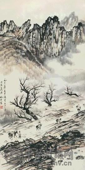 赵望云 1951年作 山水 立轴 设色纸本