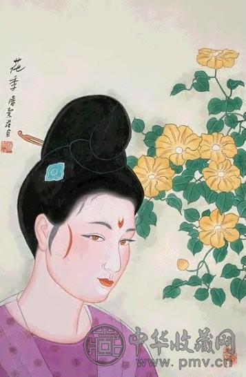 潘絜兹 花季 立轴 设色纸本