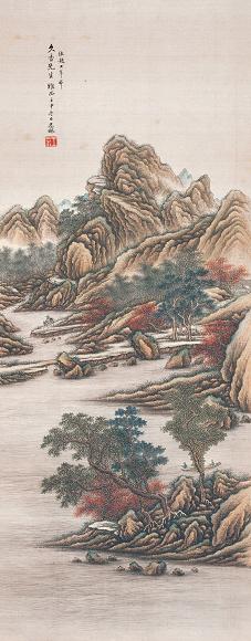 王二水 1932年作 仿赵大年笔意 镜心 设色绢本