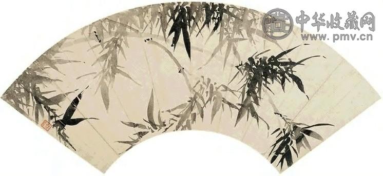 罗聘 墨竹 扇面 水墨纸本