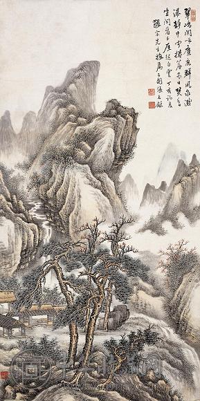 张石园 1947年作 深山读书图 镜心 设色纸本