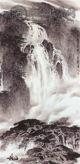 近现代 郑百重 青山绿水 轴