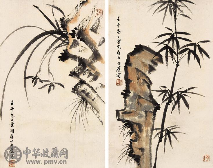 白蕉 兰草图 立轴双挖 纸本