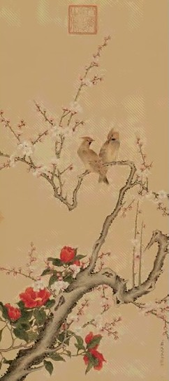 蒋廷锡 花鸟 立轴 设色绢本