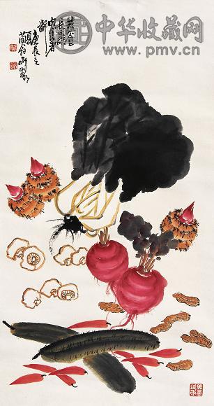 曹简楼 蔬食图 镜心 设色纸本