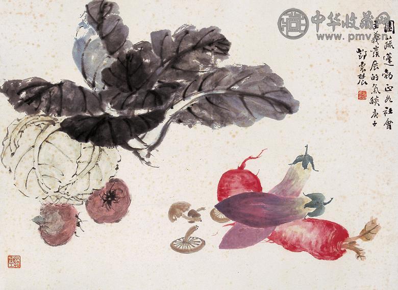 邓怀农 1960年作 园蔬蓬勃 立轴 设色纸本