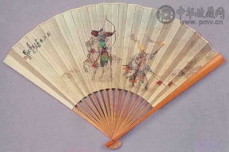 刘奎龄 1934年作 射石图 扇面 设色纸本