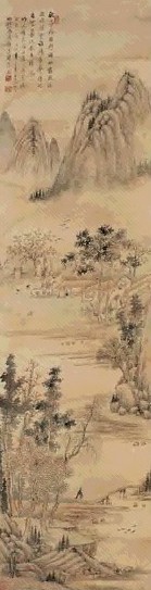 汤贻汾 乙巳(1845年)作 闲居图 立轴 设色纸本