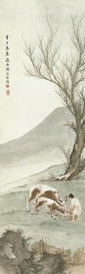 陈缘督 现代 牧牛 轴