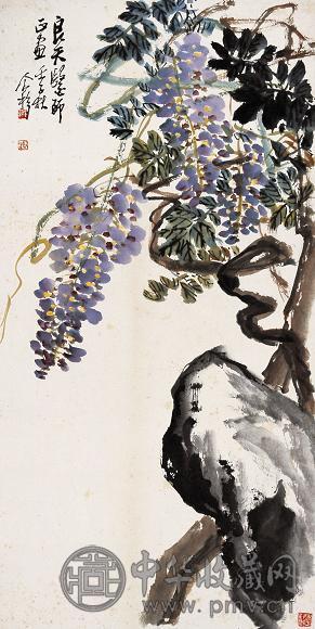 王个簃 1972年作 紫藤 镜心 设色纸本