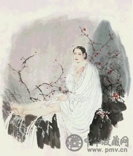 何家英 梅溪淑影 立轴 设色纸本