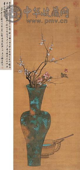 陈洪绶 1625年作 清供图 立轴 设色绢本