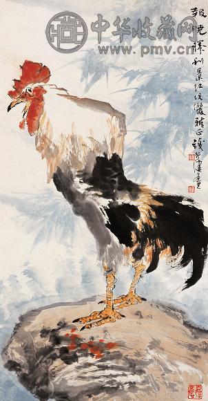 钱行健 报晓图 镜心 设色纸本