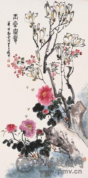 吴玉梅 1987年作 玉堂富贵 镜心 设色纸本