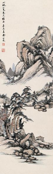余绍宋 1931年作 平江远眺 立轴 设色纸本