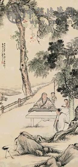 王素 清吹鸣弹 立轴 设色纸本