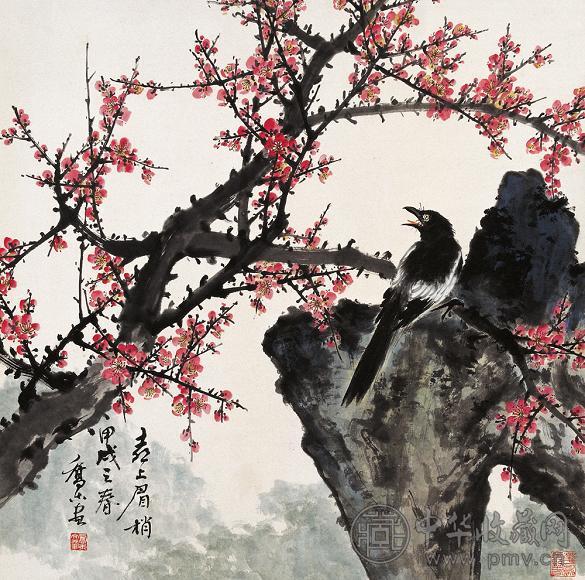 乔木 1994年作 花鸟 立轴 设色纸本