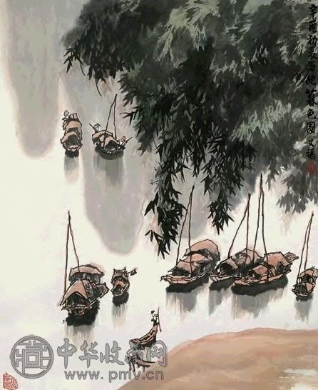 贾又福 1981年 暮色图 立轴 设色纸本