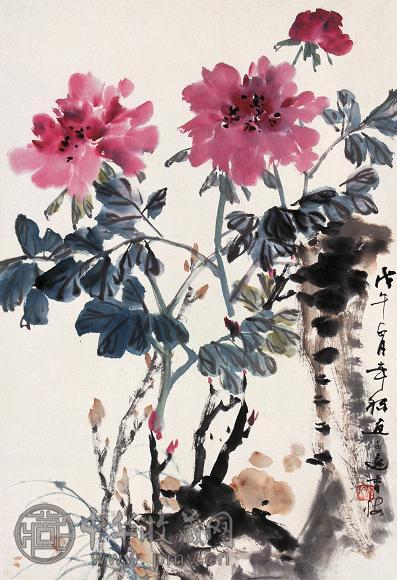 张辛稼 1978年作 花卉 立轴 设色纸本