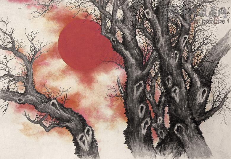 吴湖帆 薄暮夕阳图 镜心 设色纸本