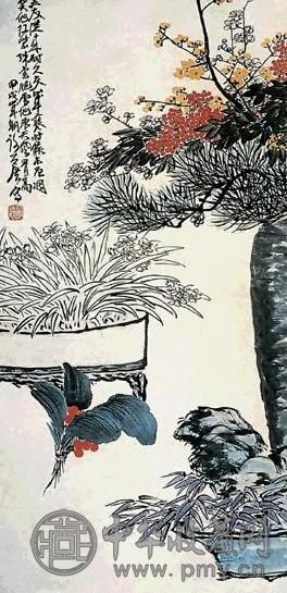 谢公展 花卉 立轴 设色纸本