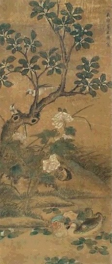 蒋廷锡 花鸟 立轴 绢本