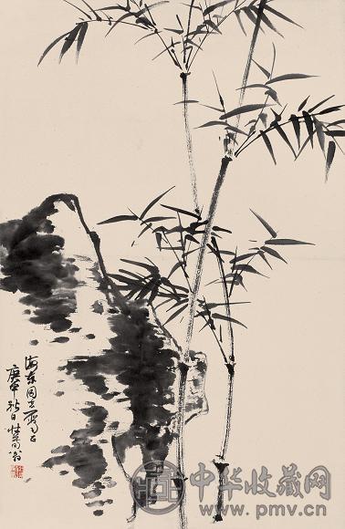 谢稚柳 1980年作 竹石图 镜心 水墨纸本