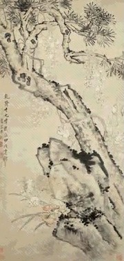 清 李鱓 松石图 轴