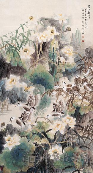 万乃文 荷声 镜心