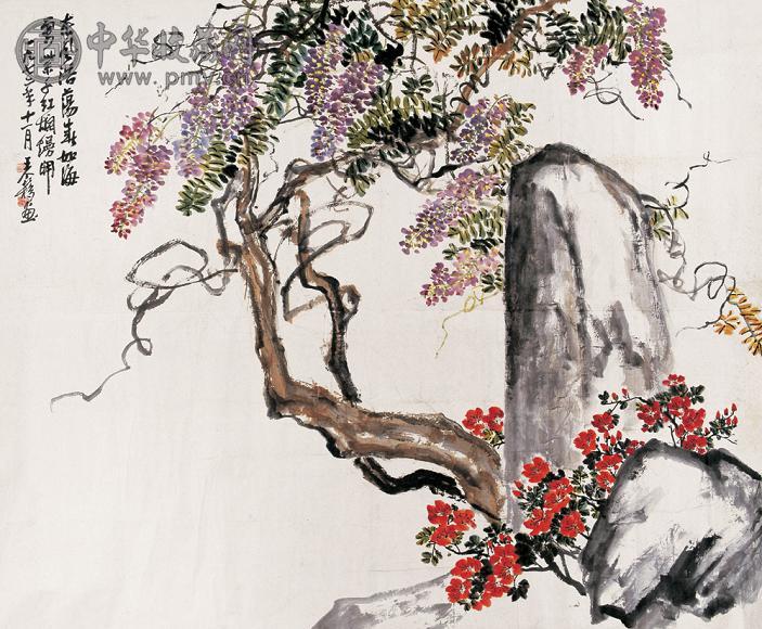 王个簃 1972年作 万紫千红 单片 设色纸本