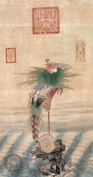 慈禧 凤凰 镜心 设色纸本