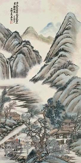 姜筠 丁巳(1917)年作 吹面不寒杨柳风图 立轴 设色纸本