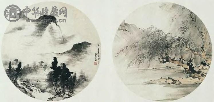 董寿平 山水 四条屏
