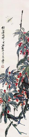 齐白石 蜻蜓牵牛图 立轴 设色纸本