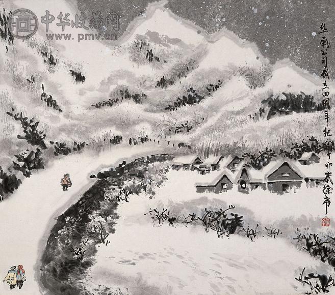 徐希 丁卯(1987年)作 林山霁雪 立轴 设色纸本