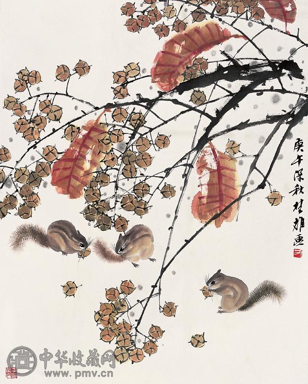 方楚雄 1990年作 松鼠 立轴 设色纸本