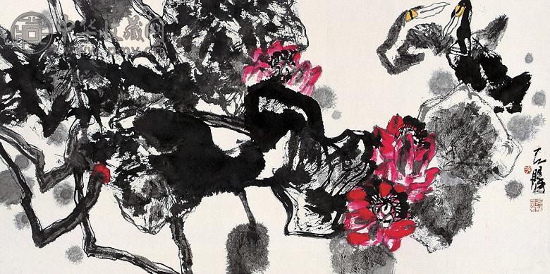 谢天赐 花鸟 镜心