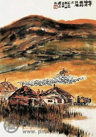 方济众 呼伦贝尔草原 轴 纸本设色