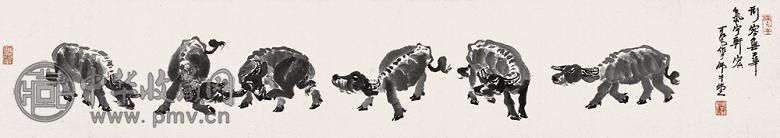 李可染 六牛图 镜心 水墨纸本