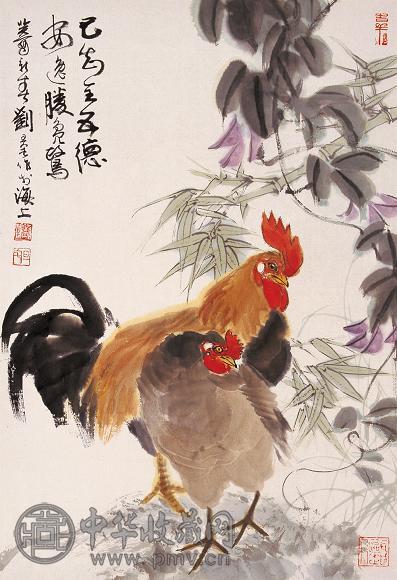 刘旦宅 1993年作 鸡 镜心 设色纸本