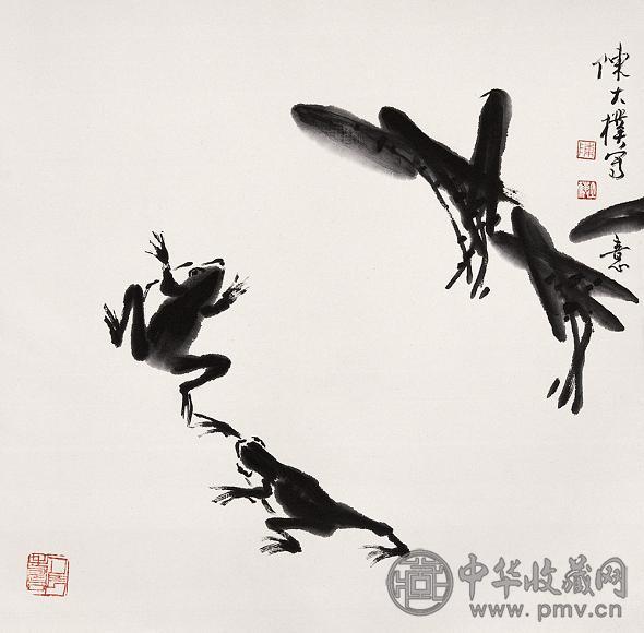 陈大朴 双蛙图 镜心 设色纸本