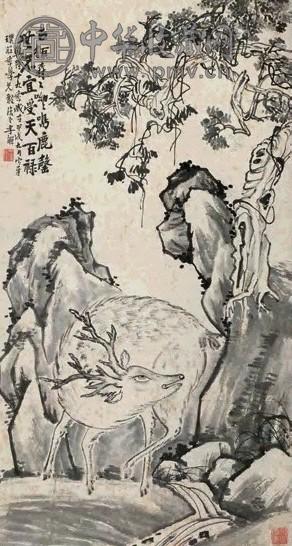 李鱓 乾隆甲戌(1754年)作 百禄图 立轴 水墨纸本